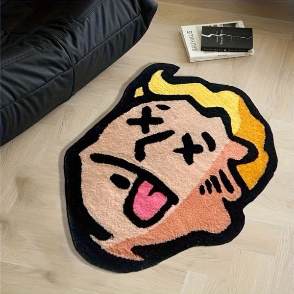 VIKAMA Weird Character Alien Pattern Rug for Living Room and Bedroom Anti-Slip Floor Mat Soft Entry Door Mat Home Decoration 260424