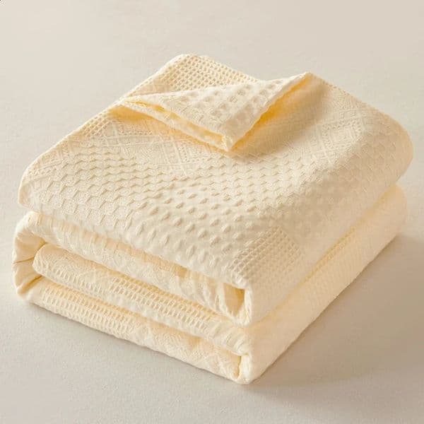 1pc Pure cotton throw blanket Japanese-style waffle jacquard summer air-conditioned blanket breathable bedspread sleep cover 260424