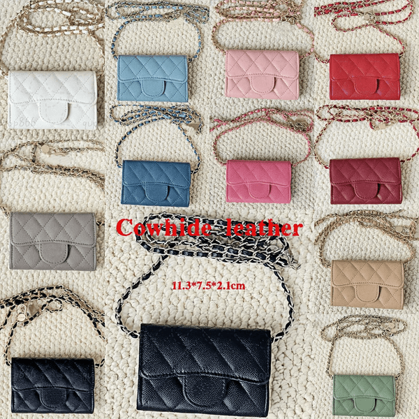 Top Designer Wallet Classic Flap Mini Card Holder On Chain Double Letter Solid Buckle Genuine Leather Caviar Pattern Women Evening Bag Mini Purse Tiny Bag CHOC 7750