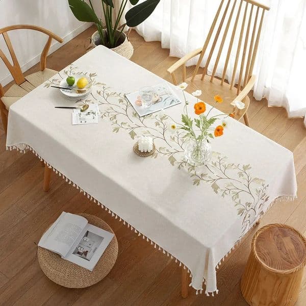 Nordic Style Tassels Cotton Linen TableclothModern Simplicity Dust-Proof Table CoverFor Dinning Tea Table Tabletop Decoration 260423