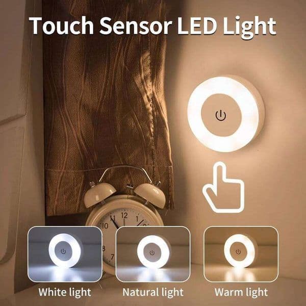 Touch Sensor LED Cabinet Light 3 Colors Dimming Rechargeable Night Lamp for Bedroom Kitchen Wardrobe Toilet Staircase Decor