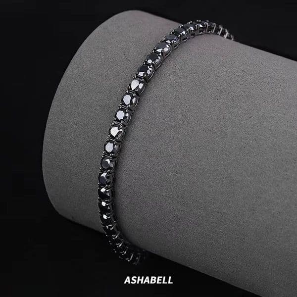 Cheapest Full Black Moissanite Tennis Chain Bracelet 925 Silver Bracelet Hiphop Men Black Moissanite Bracelet