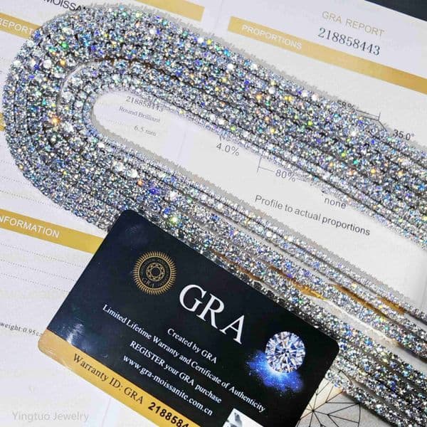 Factory Price Iced Cut 2mm 3mm 4mm 5mm 65mm VVS Silver 925 Hip Hop VVS Moissanite Diamond Tennis Chain for Women Men