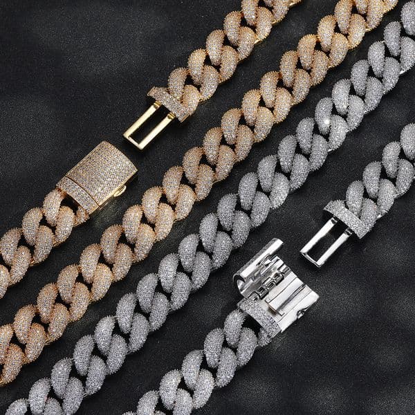 2026 Hip-hop bubble full-diamond necklace Cuban chain bracelet 20MM moissanite-inlaid bracelet jewelry accessories niche and unique style