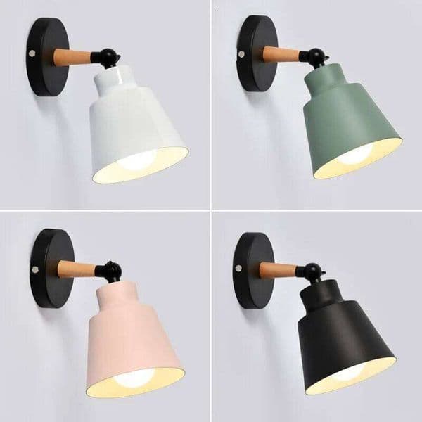 Nordic solid wood bedroom modern and simple Macaron LED creative corridor living room bedside wall lamp