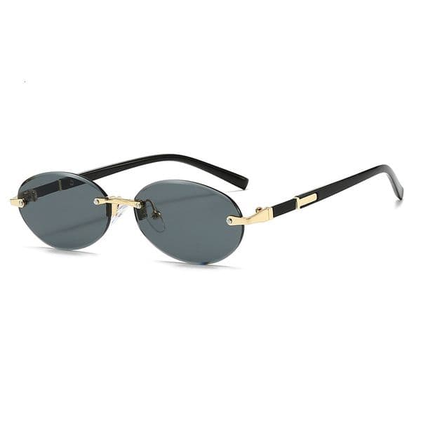 New European And American Trendy Cut Edge Oval Frame Sunglasses Frameless Hot Girl Hip Hop Personality Fashion