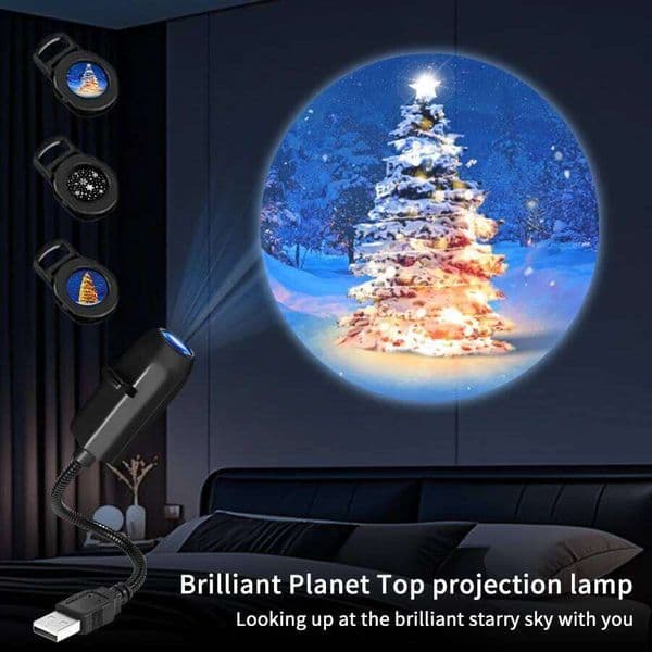 Planet/Halloween/Christmas Themed USB Plug Replaceable Strip Indoor Ceiling Decoration Projection Light