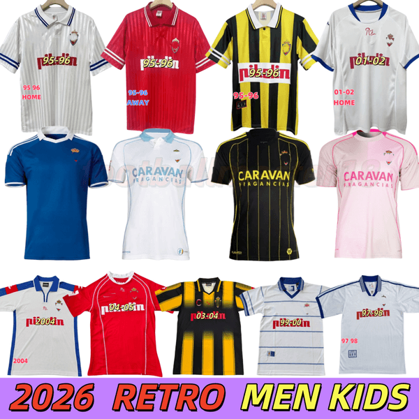 RETRO 2026 Real Zaragoza Soccer Jerseys FRANCHO RATON Men's/Kids' Kit 25, 26, 27 NARVAEZ ZAPATER BERMEJO Football Shirts S-4XL