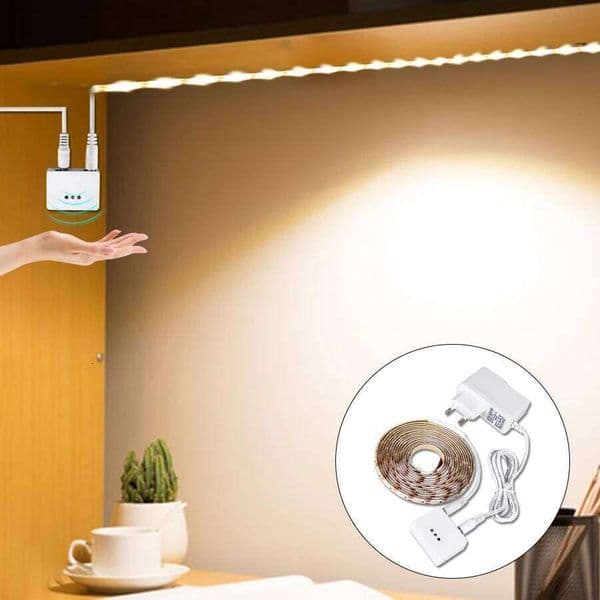 1-5M DC 12V Sweep Sensor LED Strip Lights Hand Wave Waterproof Diode Tape Dimmable Kitchen Closet Cabinet Stairs Backlight