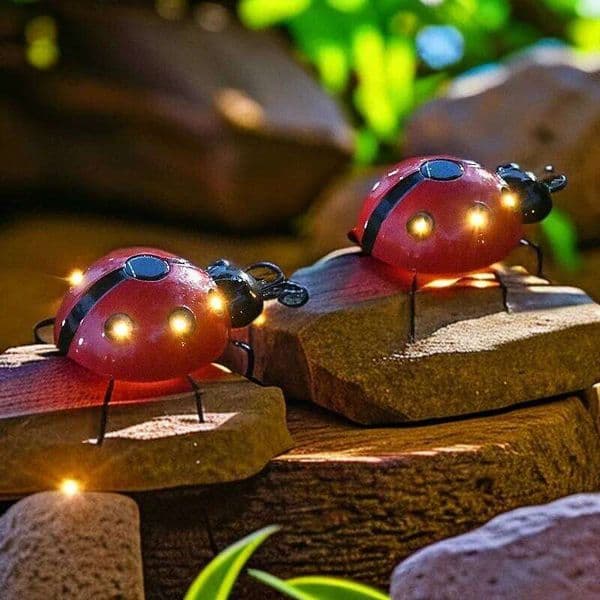 Lights Outdoor Waterproof Ladybird Simulation Animal Hanging LED Solar Lamp Garden Lawn Tree Landscape Decoration