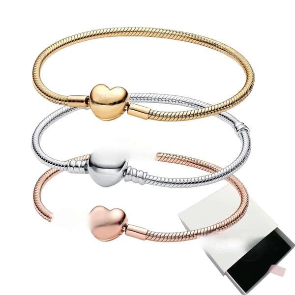 202633designer Bracelet charm necklace For Women rose gold heart Charms bracelet High quality Silver Snake Chain luxury Jewelry wedding Christmas gift