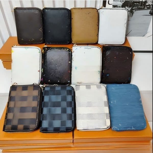 Top quality Designers Luxury Genuine Leather Wallets cardholder France Paris plaid style luxurys mens wallet designers women wallet Purse Crossbody Bag dv