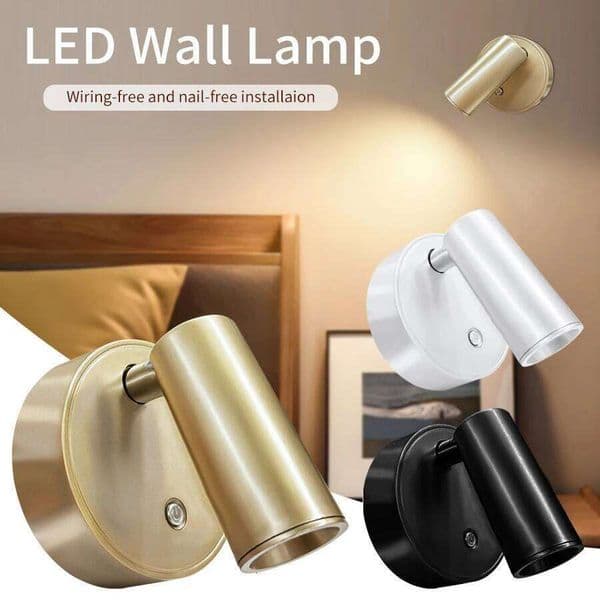 USB Rechargeable LED Wall Light Wire No Punch Magnetic Spotlight Touch Switch Dimmable 3 Colors 360° Rotation Bedside Lamp