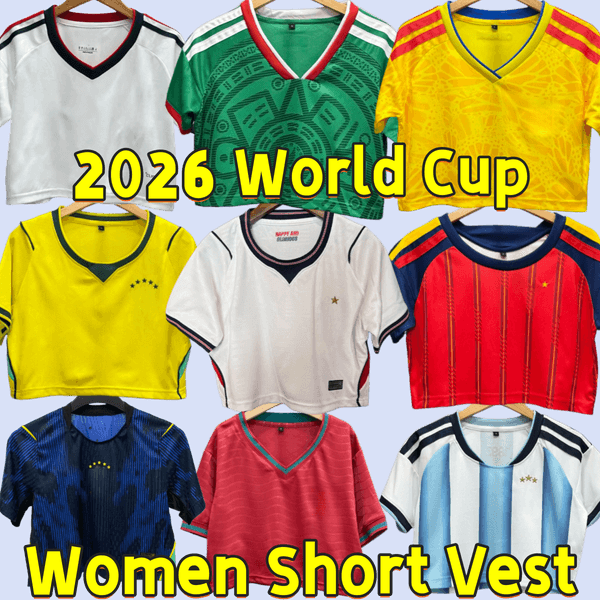 2026 World Cup Women's Short-Sleeve Football Jersey MESSIS Portugal Brazil Mexico Spain LAMINE YAMAL 26 27 Cheerleader Short-Sleeve Vest Football Jersey