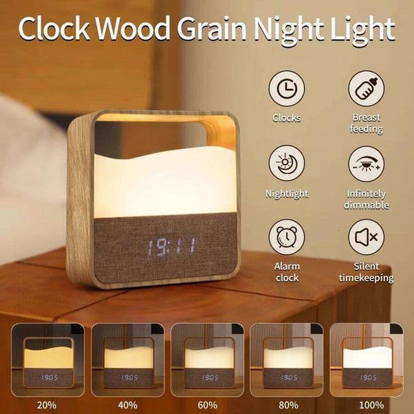 LED Night Portable Dimmable Bedside Alarm Clock Lamps Rechargeable Wake Up Light Bedroom Table Lamp Baby Nursery Reading
