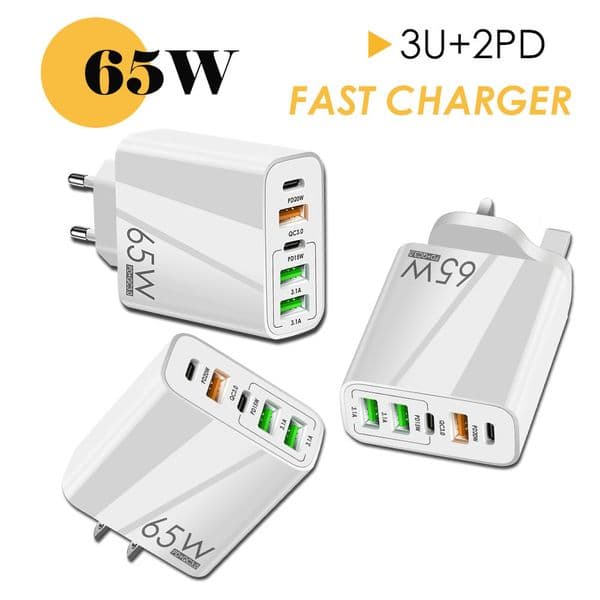 65W USB Fast Charging Type C PD Charger Quick Charger Mobile Phone Power Adapter EU/US/UK Plug For iPhone Xiaomi Samsung Oneplus