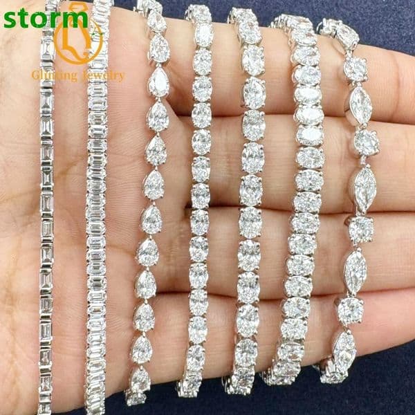 Custom IGI Certified Pear Marquise Oval Lab Grown Diamond Tennis Bracelet Chain 10K 14K 18K HPHT Cvd Diamond Bracelet for Women