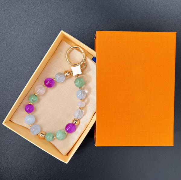 Beaded Crystal Stones 18K keychain Letter Pendant designer key chain car bracelet bag charms diamond hanging car keychain Luxury gift keyrings