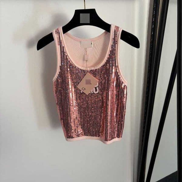 Women's Tanks & Camis designer tees Elegant and slim-fitting dopamine sweet new style sequin letter wool knit vest