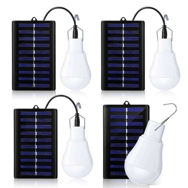4Pcs Bulbs Portable Emergency Waterproof LED Bulb Solar Camping Tent Light Outdoor Shed Night Fishing Chicken Coop
