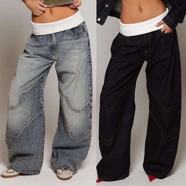 Cross-border foreign trade new European and American women's fashion distressed ripped loose straight-leg jeans street retro style