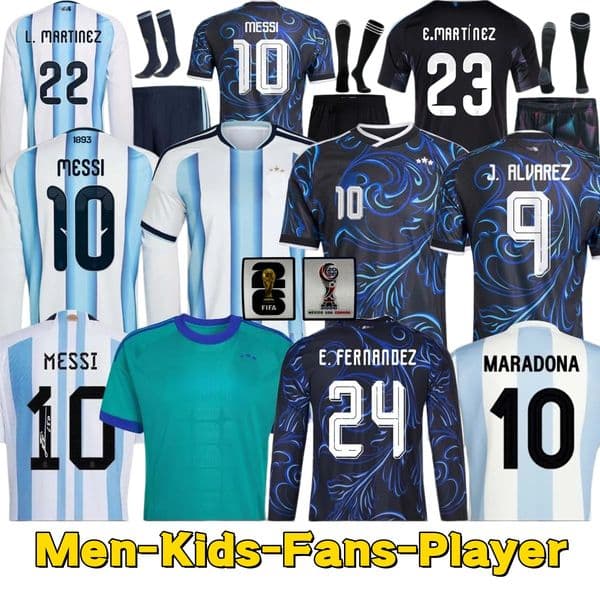 2026 ArgentinaS World Cup soccer Jerseys 26 27 MARADONA J. ALVAREZ FC Men Kids football shirt MESSIS Jersey DE PAUL Garnacho long sleeves Signed kit football jersey