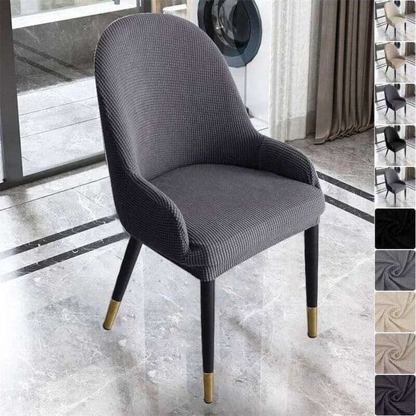 1PC Polar Fleece Chair Covers Solid Color Stretch Armchair Slipcovers Spandex Anti-slip Easy To Clean Seat Cover for Dining Room 26W0427