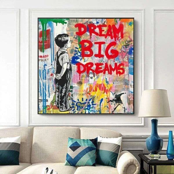 Banksy Artwork Drean Big Dreams Graffiti Canvas Painting Modern Street Art Posters and Prints for Living Room Home Decoration 26H0427