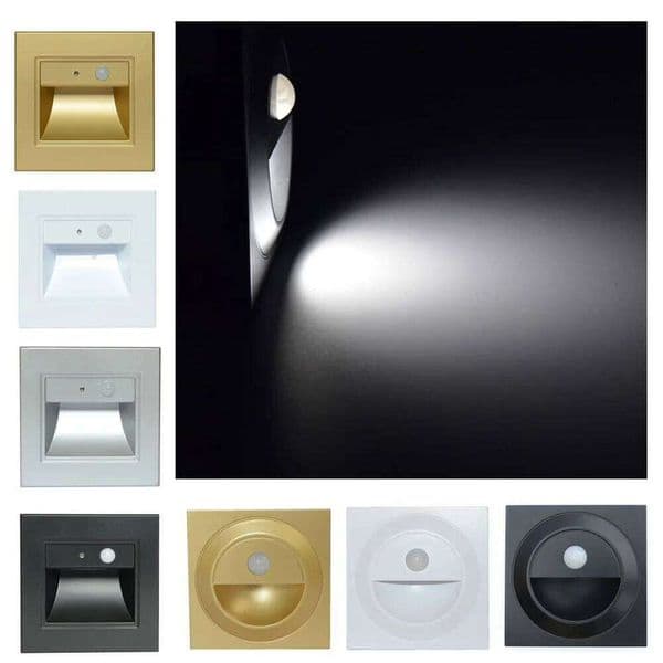 PIR Motion Detector Sensor Led Stair Light 1.5W Infrared Human Body Induction Wall Lamp Recessed Step Ladder Staircase Bedroom