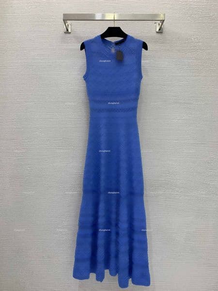 Fashion round neck women dress Summer lady dresses women designer clothes large skirt sleeveless vest knitted skirt A050X01N101