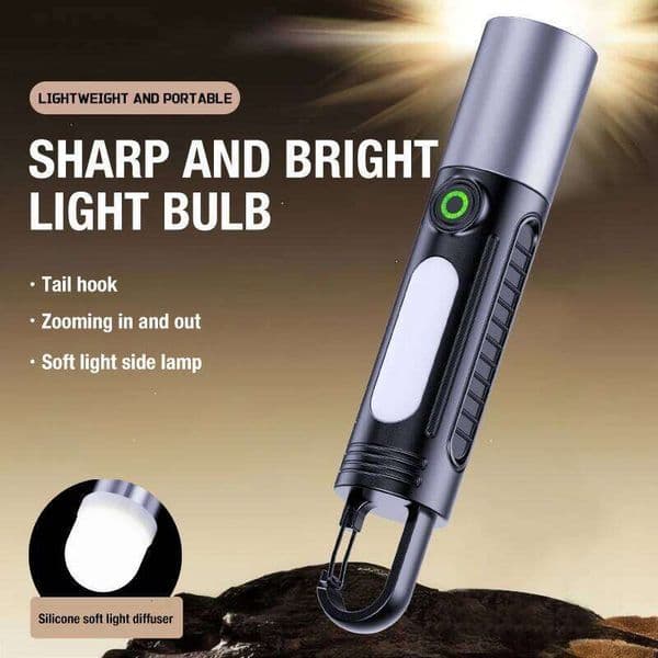Mini Strong Light Outdoor Multi-Function Illumination Flashlight, White Laser for Work, Camping Tent Ligh