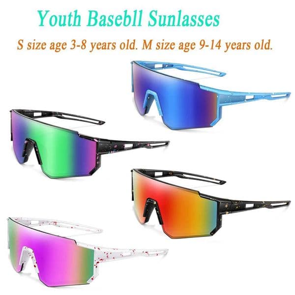 3-14 Year Old Children Baseball Sunglasses Kids Boys Girls M Size Youth BicycleUV400 Outdoor Sports Camping Bike Eyewear S260427