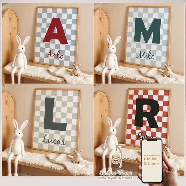 Personalized Custom Name Cartoon Child Stripe Wall Art Print Picture Canvas Poster Painting For Living Room Home Decor Gift 26L0427