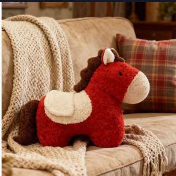 New Year Creative Year of the Horse Pillow Irregular Plush Toy Sofa Living Room Spring Festival Decoration Ornament New Year Car Cushion S260425