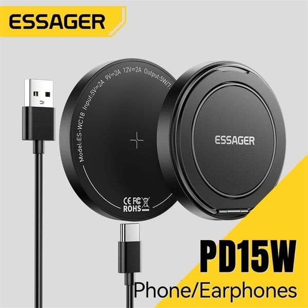 Essager Magnetic 15W Wireless Charger Fast Charging Pad Stand for iPhone 15 14 USB To Typec Phone Chargers Dock Station 260410ww