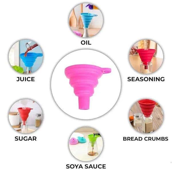 2PCS Silicone Folding Telescopic Long Neck Funnel Creative Household Liquid Dispensing Mini Kitchen Tools