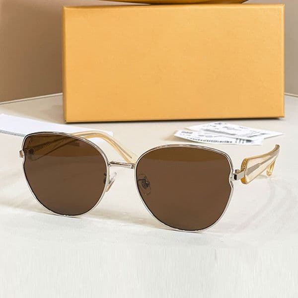 LW50407 Light Luxury Retro Womens Round Sunglasses Metal Frame Acetate Lens Legs UV Protection Daily Commuter Sunshade Glasses with Original Box