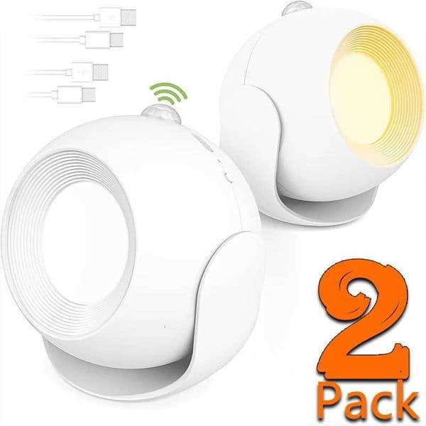 360 Rotatable Touch Motion Sensor Wall Lamp USB Rechargeable Wireless Portable Night Light for Bedroom Reading Lamp H260427