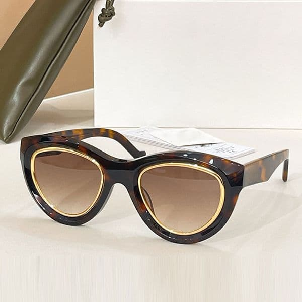 26 Season French Womens Retro Oval Sunglasses LW40182U Tortoiseshell Thick Frame UV400 Niche Design Denim Wind Band Original Box