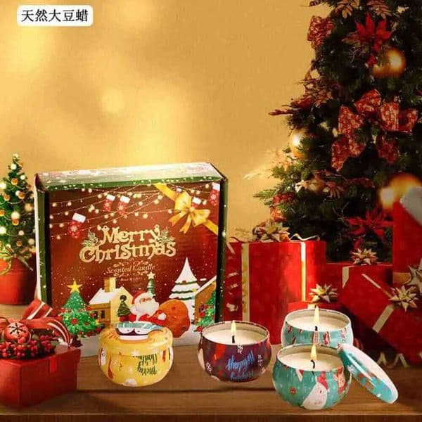 4PCS/set Soy Wax Box Set Nordic Interior Decoration Ornaments Scented Gift Christmas Candle Home