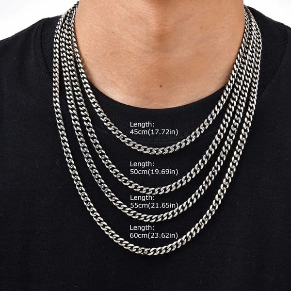 357mm Stainless Steel Cuban Link Chain Necklace Punk Hiphop Choker for Men Fashion Jewelry Accessories 260427