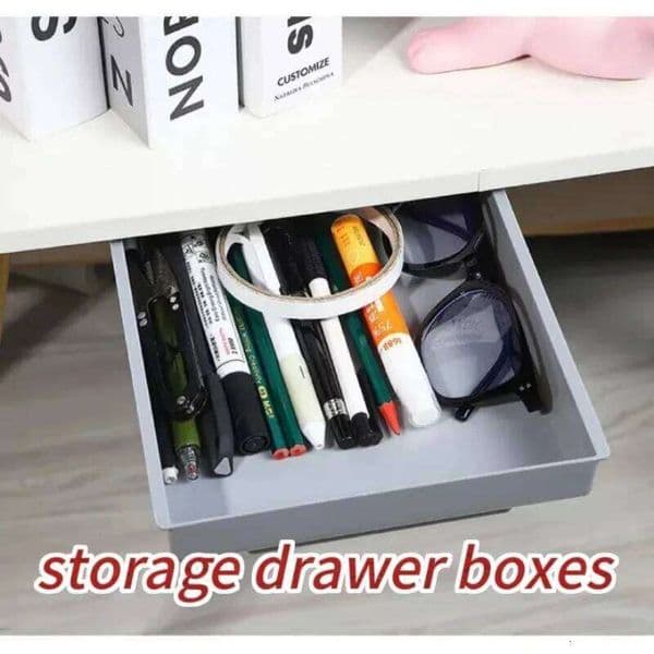 Under Desk Drawer Hidden Hanging Stationery Storage Box Self-Adhesive Pencil Tray Office Organizer Holder Large Capacity 26Y0427