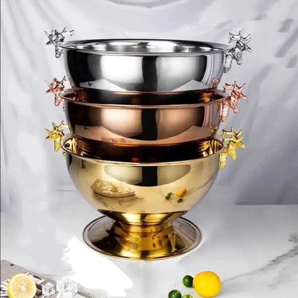 Luxury Designer Decor 13.5L Wine Beer Ice Bucket Cocktail Beverage Large Deer Head room Ear Cooling Champagne Bowl 304 Stainless Steel Gold 6 5