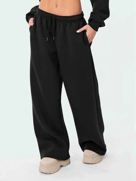 2026 Gym Clothe Set Women S Casual Joggers Loose Wide Leg Pants High Waist Drawstring Sweatpants Solid Color Running free shipping