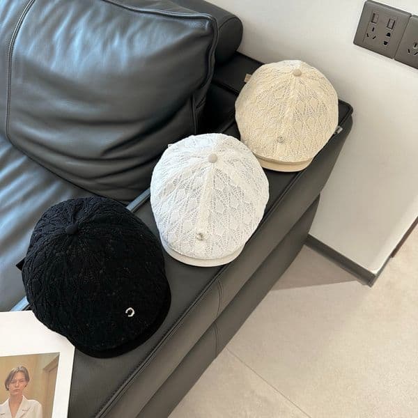 Vintage Lace Newsboy Cap Women Spring Summer Classic Dome Beret Hat Breathable Casual Baker Boy Cap Daily Travel Fashion Accessories