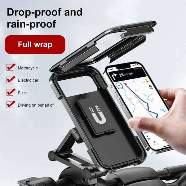 Waterproof Bike Mobile Phone Holder Magnetic Universal Bicycle GPS 360° Swivel Adjustable Motorcycle Cellphone Holde
