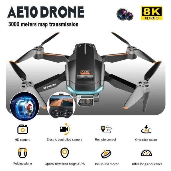 Mini Ae10 Drones 8K GPS 90° Adjustable Camera Brushless Motor Folding MINI Drone With VR Aerial Photography Quadcopter RC Dron Fulaying