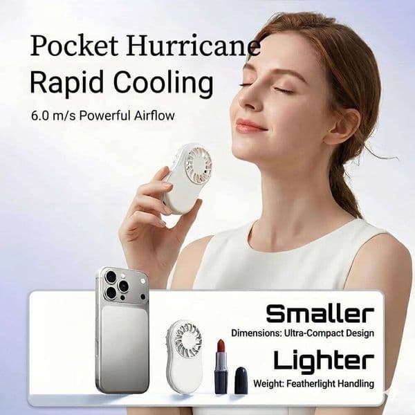52g Portable Mini Pocket Handheld Brushless Motor USB Rechargeable 1200mAh Lightweight Fan for Summer Outdoor