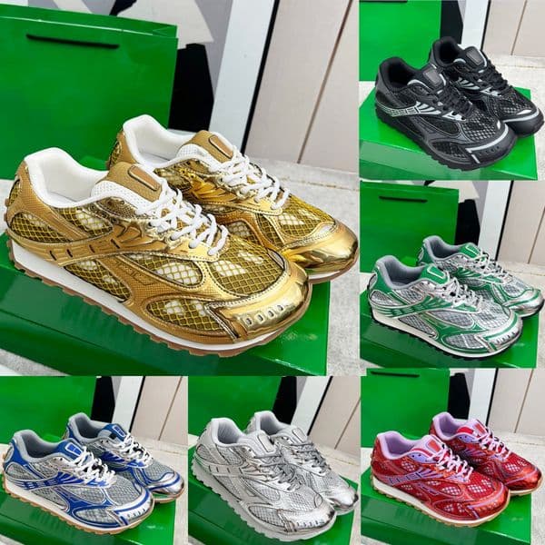 Top Quality Sneaker Designer Runner Casual Women Men Trainers Metal Leather Mesh Nylon Fabric Sneakers Fashion Breathable Thick Soled Running Shoes