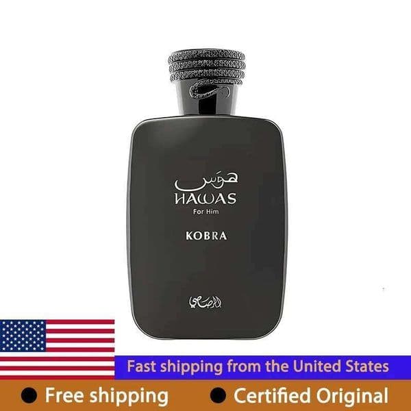 Rasasi Hawas Kobra Eau de Parfum Spray for Men 100 ML Lasting Woody Oriental Pheromones Cologne 3.4 Oz Arab Perfumes 26H0413
